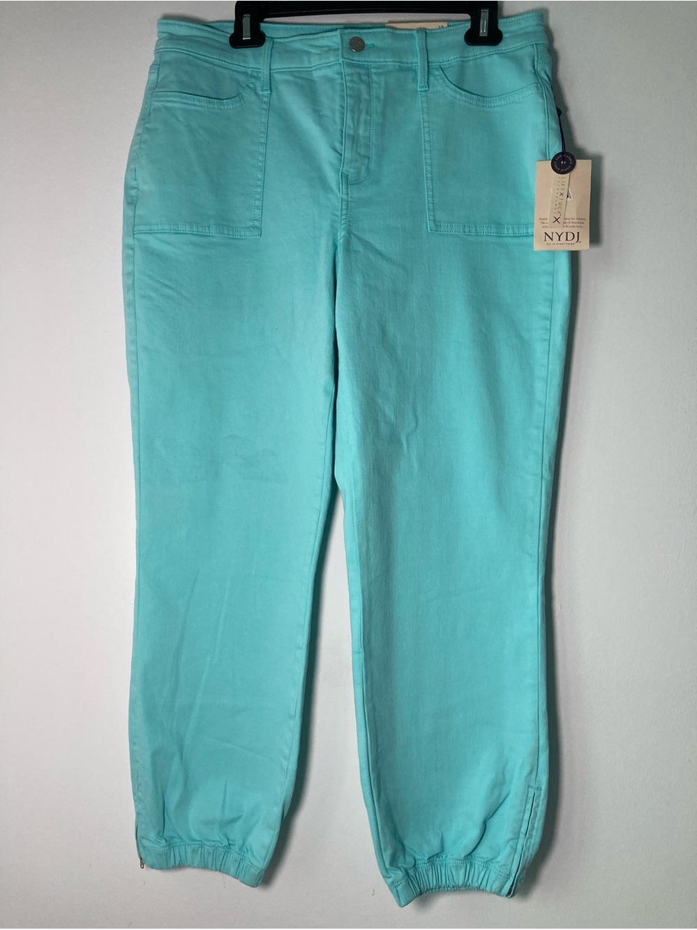 NYDJ Topaz Blue Utility Jogger Pants Women’s Size 12 NWT Lift Tuck Cotton Blend